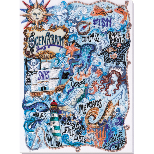 Main Bead Embroidery Kit Secrets of the ocean (Fantasy), AB-684 by Abris Art - buy online! ✿ Fast delivery ✿ Factory price ✿ Wholesale and retail ✿ Purchase Great kits for embroidery with beads