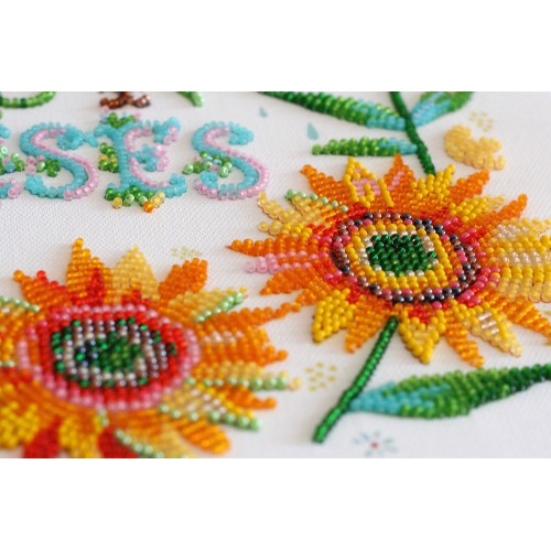 Main Bead Embroidery Kit Little suns (Flowers), AB-688 by Abris Art - buy online! ✿ Fast delivery ✿ Factory price ✿ Wholesale and retail ✿ Purchase Great kits for embroidery with beads