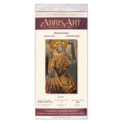 Main Bead Embroidery Kit Gold of the night (Romanticism), AB-690 by Abris Art - buy online! ✿ Fast delivery ✿ Factory price ✿ Wholesale and retail ✿ Purchase Great kits for embroidery with beads