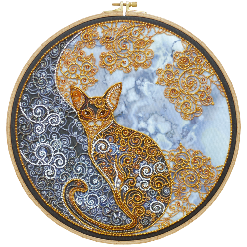 Main Bead Embroidery Kit Moon cat (Deco Scenes), AB-709 by Abris Art - buy online! ✿ Fast delivery ✿ Factory price ✿ Wholesale and retail ✿ Purchase Great kits for embroidery with beads