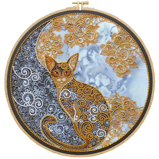 Main Bead Embroidery Kit Moon cat (Deco Scenes), AB-709 by Abris Art - buy online! ✿ Fast delivery ✿ Factory price ✿ Wholesale and retail ✿ Purchase Great kits for embroidery with beads