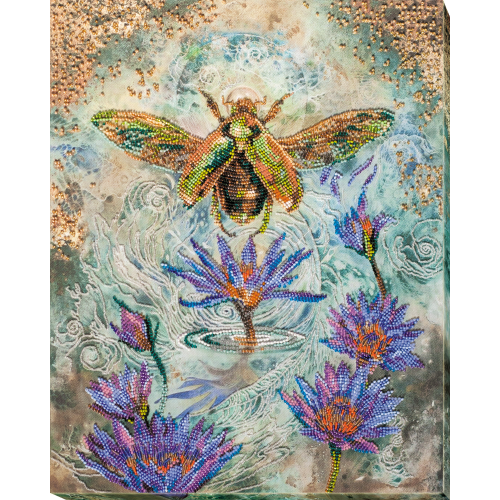 Main Bead Embroidery Kit Golden beetle (Flowers), AB-724 by Abris Art - buy online! ✿ Fast delivery ✿ Factory price ✿ Wholesale and retail ✿ Purchase Great kits for embroidery with beads