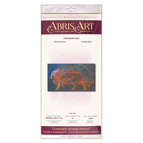 Main Bead Embroidery Kit Golden lion (Animals), AB-742 by Abris Art - buy online! ✿ Fast delivery ✿ Factory price ✿ Wholesale and retail ✿ Purchase Great kits for embroidery with beads