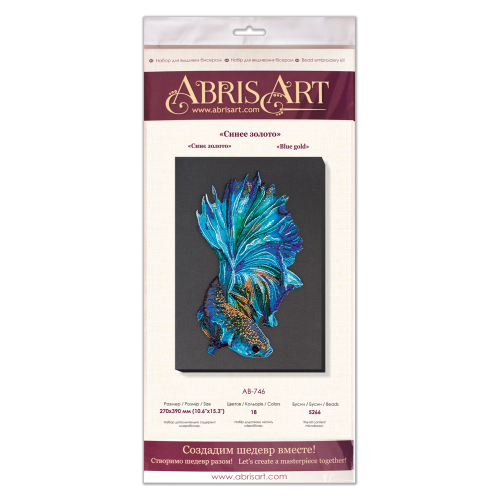 Main Bead Embroidery Kit Blue gold (Animals), AB-746 by Abris Art - buy online! ✿ Fast delivery ✿ Factory price ✿ Wholesale and retail ✿ Purchase Great kits for embroidery with beads