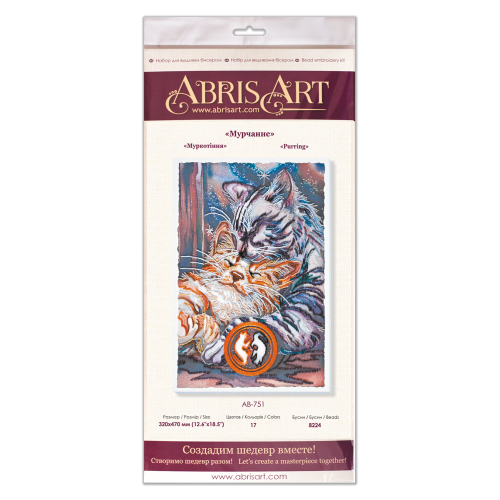 Main Bead Embroidery Kit Purring (Animals), AB-751 by Abris Art - buy online! ✿ Fast delivery ✿ Factory price ✿ Wholesale and retail ✿ Purchase Great kits for embroidery with beads