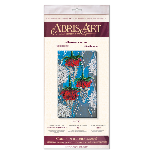 Main Bead Embroidery Kit Night flowers (Deco Scenes), AB-780 by Abris Art - buy online! ✿ Fast delivery ✿ Factory price ✿ Wholesale and retail ✿ Purchase Great kits for embroidery with beads