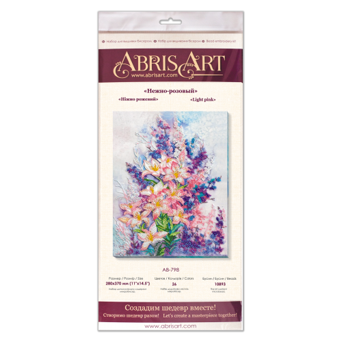 Main Bead Embroidery Kit Light pink (Flowers), AB-798 by Abris Art - buy online! ✿ Fast delivery ✿ Factory price ✿ Wholesale and retail ✿ Purchase Great kits for embroidery with beads