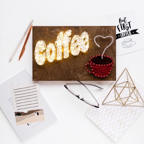 Creative Kit/String Art Coffee, ABC-012 by Abris Art - buy online! ✿ Fast delivery ✿ Factory price ✿ Wholesale and retail ✿ Purchase String art