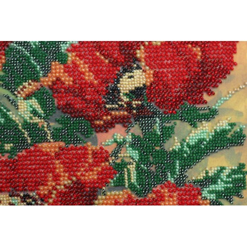Micro Beads Embroidery Kit Vintage poppies (Flowers), ABM-003 by Abris Art - buy online! ✿ Fast delivery ✿ Factory price ✿ Wholesale and retail ✿ Purchase Kits for embroidery with MICRObeads on canvas