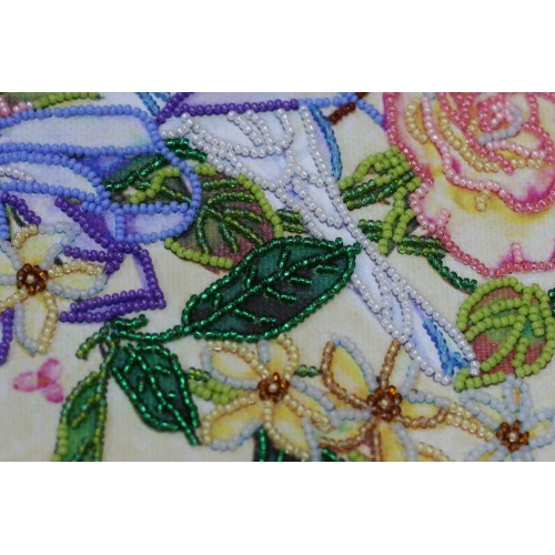 Micro Beads Embroidery Kit Doves (Flowers), ABM-007 by Abris Art - buy online! ✿ Fast delivery ✿ Factory price ✿ Wholesale and retail ✿ Purchase Kits for embroidery with MICRObeads on canvas