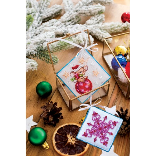 Decoration Little naughty mouse, ABT-007 by Abris Art - buy online! ✿ Fast delivery ✿ Factory price ✿ Wholesale and retail ✿ Purchase Kits for embroidery with beads on canvas - Christmas and New Year toys and decorations