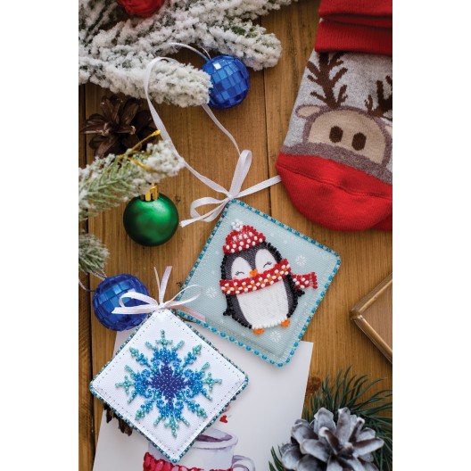 Decoration Sweet little penguin, ABT-008 by Abris Art - buy online! ✿ Fast delivery ✿ Factory price ✿ Wholesale and retail ✿ Purchase Kits for embroidery with beads on canvas - Christmas and New Year toys and decorations