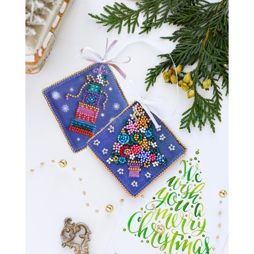 Decoration The holiday comes to us, ABT-011 by Abris Art - buy online! ✿ Fast delivery ✿ Factory price ✿ Wholesale and retail ✿ Purchase Kits for embroidery with beads on canvas - Christmas and New Year toys and decorations