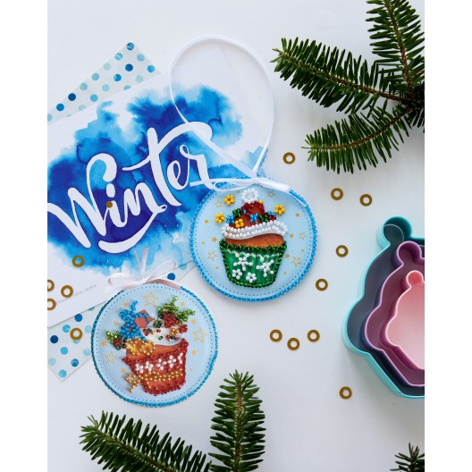 Decoration New Year sweets, ABT-019 by Abris Art - buy online! ✿ Fast delivery ✿ Factory price ✿ Wholesale and retail ✿ Purchase Kits for embroidery with beads on canvas - Christmas and New Year toys and decorations