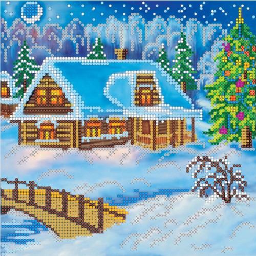 Charts on artistic canvas Christmas Eve, AC-004 by Abris Art - buy online! ✿ Fast delivery ✿ Factory price ✿ Wholesale and retail ✿ Purchase Scheme for embroidery with beads on canvas (200x200 mm)