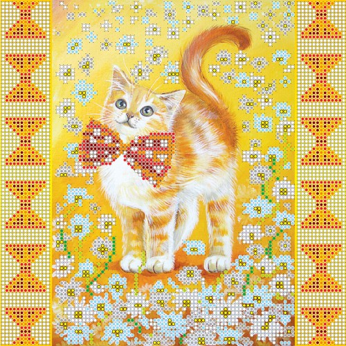 Sunny Kitten, AC-039 by Abris Art - buy online! ✿ Fast delivery ✿ Factory price ✿ Wholesale and retail ✿ Purchase Scheme for embroidery with beads on canvas (200x200 mm)