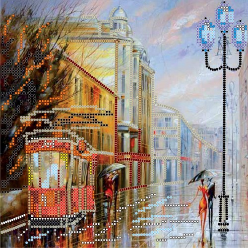 Charts on artistic canvas Rainy Evening, AC-051 by Abris Art - buy online! ✿ Fast delivery ✿ Factory price ✿ Wholesale and retail ✿ Purchase Scheme for embroidery with beads on canvas (200x200 mm)