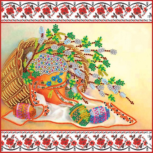 Charts on artistic canvas Happy Easter, AC-057 by Abris Art - buy online! ✿ Fast delivery ✿ Factory price ✿ Wholesale and retail ✿ Purchase Scheme for embroidery with beads on canvas (200x200 mm)