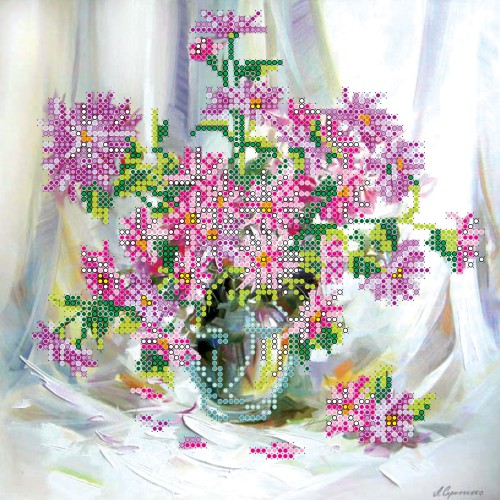 Charts on artistic canvas Chrysanthemums, AC-081 by Abris Art - buy online! ✿ Fast delivery ✿ Factory price ✿ Wholesale and retail ✿ Purchase Scheme for embroidery with beads on canvas (200x200 mm)