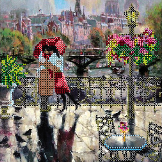 Charts on artistic canvas Embrace Paris, AC-090 by Abris Art - buy online! ✿ Fast delivery ✿ Factory price ✿ Wholesale and retail ✿ Purchase Scheme for embroidery with beads on canvas (200x200 mm)