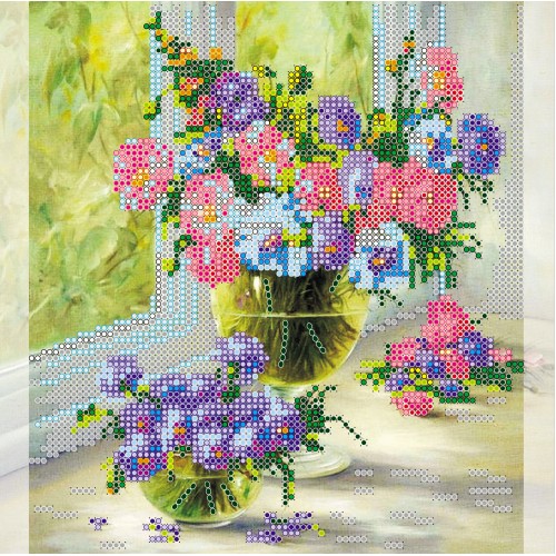 Charts on artistic canvas Buttercups, AC-100 by Abris Art - buy online! ✿ Fast delivery ✿ Factory price ✿ Wholesale and retail ✿ Purchase Scheme for embroidery with beads on canvas (200x200 mm)
