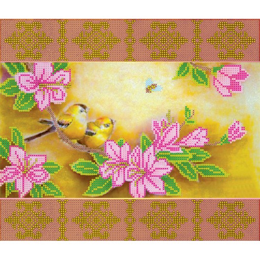 Spring Blooms, AC-102 by Abris Art - buy online! ✿ Fast delivery ✿ Factory price ✿ Wholesale and retail ✿ Purchase Large schemes for embroidery with beads on canvas (300x300 mm)