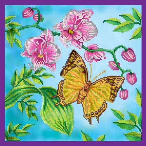 Monarch Butterfly, AC-117 by Abris Art - buy online! ✿ Fast delivery ✿ Factory price ✿ Wholesale and retail ✿ Purchase Large schemes for embroidery with beads on canvas (300x300 mm)