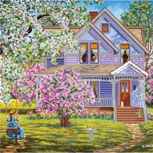 Charts on artistic canvas Garden Swing, AC-132 by Abris Art - buy online! ✿ Fast delivery ✿ Factory price ✿ Wholesale and retail ✿ Purchase Large schemes for embroidery with beads on canvas (300x300 mm)