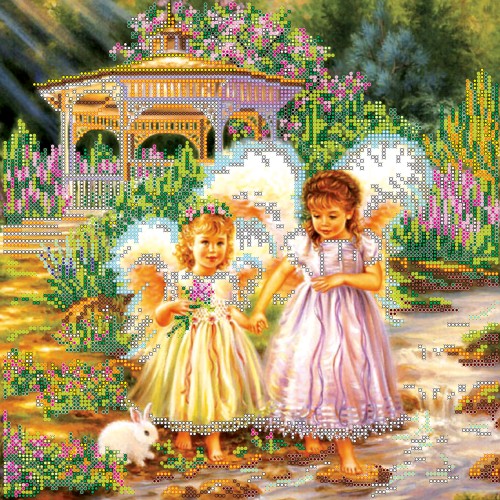 Charts on artistic canvas Little Sisters, AC-134 by Abris Art - buy online! ✿ Fast delivery ✿ Factory price ✿ Wholesale and retail ✿ Purchase Large schemes for embroidery with beads on canvas (300x300 mm)