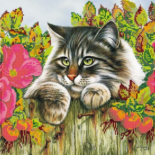 Charts on artistic canvas Fluffy Robber, AC-143 by Abris Art - buy online! ✿ Fast delivery ✿ Factory price ✿ Wholesale and retail ✿ Purchase Large schemes for embroidery with beads on canvas (300x300 mm)