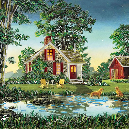 Charts on artistic canvas An Evening in the Country, AC-153 by Abris Art - buy online! ✿ Fast delivery ✿ Factory price ✿ Wholesale and retail ✿ Purchase Large schemes for embroidery with beads on canvas (300x300 mm)