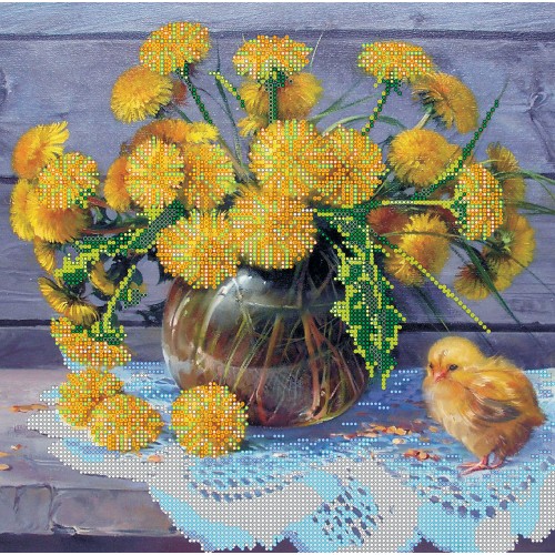 Charts on artistic canvas Golden Wonder, AC-154 by Abris Art - buy online! ✿ Fast delivery ✿ Factory price ✿ Wholesale and retail ✿ Purchase Large schemes for embroidery with beads on canvas (300x300 mm)