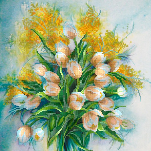 Charts on artistic canvas Spring mood, AC-187 by Abris Art - buy online! ✿ Fast delivery ✿ Factory price ✿ Wholesale and retail ✿ Purchase Large schemes for embroidery with beads on canvas (300x300 mm)