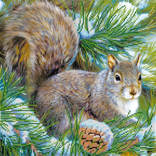Charts on artistic canvas Squirrel, AC-209 by Abris Art - buy online! ✿ Fast delivery ✿ Factory price ✿ Wholesale and retail ✿ Purchase Large schemes for embroidery with beads on canvas (300x300 mm)
