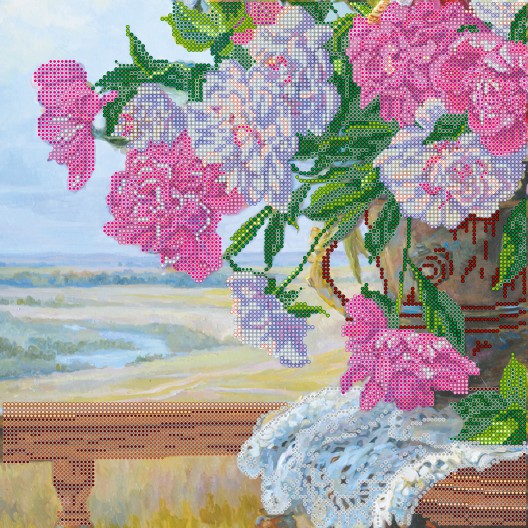 Charts on artistic canvas Favourite flowers, AC-211 by Abris Art - buy online! ✿ Fast delivery ✿ Factory price ✿ Wholesale and retail ✿ Purchase Large schemes for embroidery with beads on canvas (300x300 mm)