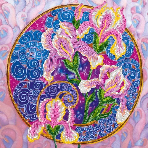 Charts on artistic canvas Singing irises, AC-217 by Abris Art - buy online! ✿ Fast delivery ✿ Factory price ✿ Wholesale and retail ✿ Purchase Large schemes for embroidery with beads on canvas (300x300 mm)