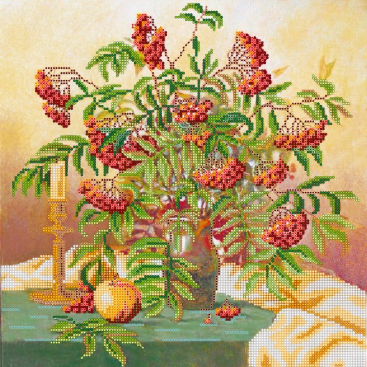 Charts on artistic canvas Wild ash cluster, AC-219 by Abris Art - buy online! ✿ Fast delivery ✿ Factory price ✿ Wholesale and retail ✿ Purchase Large schemes for embroidery with beads on canvas (300x300 mm)