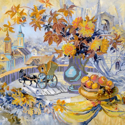 Charts on artistic canvas Autumn strings, AC-267 by Abris Art - buy online! ✿ Fast delivery ✿ Factory price ✿ Wholesale and retail ✿ Purchase Large schemes for embroidery with beads on canvas (300x300 mm)