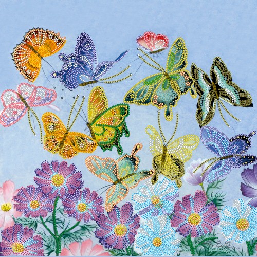 Charts on artistic canvas Butterfly dance, AC-270 by Abris Art - buy online! ✿ Fast delivery ✿ Factory price ✿ Wholesale and retail ✿ Purchase Large schemes for embroidery with beads on canvas (300x300 mm)