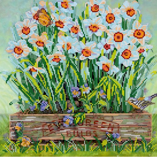 Charts on artistic canvas Narcissus, AC-276 by Abris Art - buy online! ✿ Fast delivery ✿ Factory price ✿ Wholesale and retail ✿ Purchase Large schemes for embroidery with beads on canvas (300x300 mm)