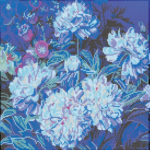Charts on artistic canvas Moon peonies, AC-282 by Abris Art - buy online! ✿ Fast delivery ✿ Factory price ✿ Wholesale and retail ✿ Purchase Large schemes for embroidery with beads on canvas (300x300 mm)