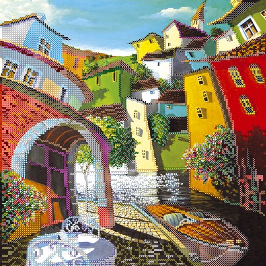 Charts on artistic canvas Vivid town, AC-292 by Abris Art - buy online! ✿ Fast delivery ✿ Factory price ✿ Wholesale and retail ✿ Purchase Large schemes for embroidery with beads on canvas (300x300 mm)