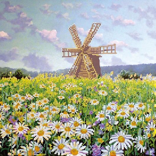 Charts on artistic canvas The mill, AC-293 by Abris Art - buy online! ✿ Fast delivery ✿ Factory price ✿ Wholesale and retail ✿ Purchase Large schemes for embroidery with beads on canvas (300x300 mm)