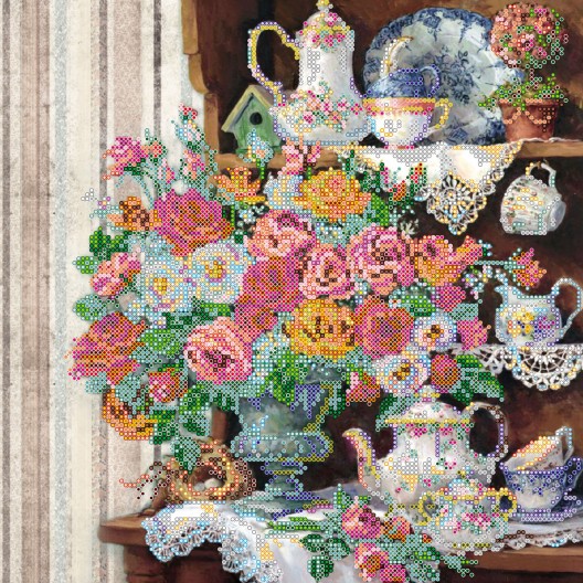 Charts on artistic canvas English breakfast, AC-306 by Abris Art - buy online! ✿ Fast delivery ✿ Factory price ✿ Wholesale and retail ✿ Purchase Large schemes for embroidery with beads on canvas (300x300 mm)