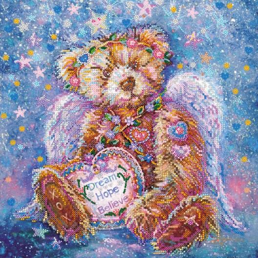 Charts on artistic canvas Teddy angel, AC-314 by Abris Art - buy online! ✿ Fast delivery ✿ Factory price ✿ Wholesale and retail ✿ Purchase Large schemes for embroidery with beads on canvas (300x300 mm)