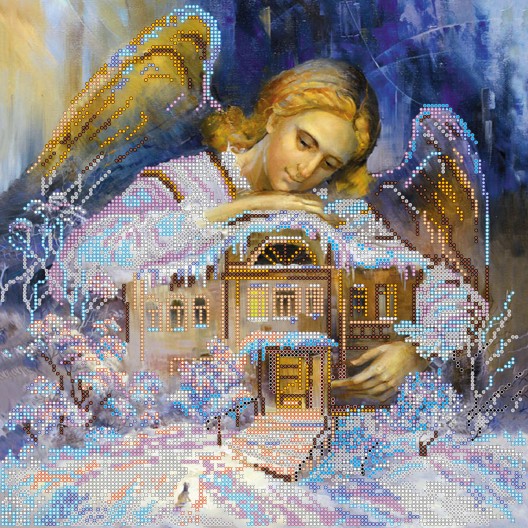 Charts on artistic canvas In the arms of an angel, AC-315 by Abris Art - buy online! ✿ Fast delivery ✿ Factory price ✿ Wholesale and retail ✿ Purchase Large schemes for embroidery with beads on canvas (300x300 mm)