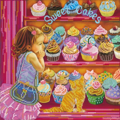 Charts on artistic canvas Sweet shop, AC-318 by Abris Art - buy online! ✿ Fast delivery ✿ Factory price ✿ Wholesale and retail ✿ Purchase Large schemes for embroidery with beads on canvas (300x300 mm)