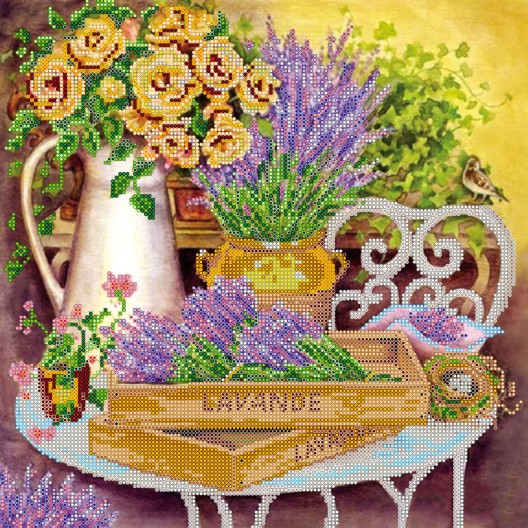 Charts on artistic canvas Lavender, AC-320 by Abris Art - buy online! ✿ Fast delivery ✿ Factory price ✿ Wholesale and retail ✿ Purchase Large schemes for embroidery with beads on canvas (300x300 mm)