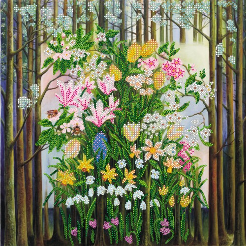 Charts on artistic canvas Forest bouquet, AC-329 by Abris Art - buy online! ✿ Fast delivery ✿ Factory price ✿ Wholesale and retail ✿ Purchase Large schemes for embroidery with beads on canvas (300x300 mm)