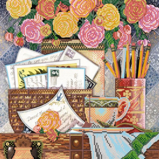 Charts on artistic canvas Rustle of letters, AC-331 by Abris Art - buy online! ✿ Fast delivery ✿ Factory price ✿ Wholesale and retail ✿ Purchase Large schemes for embroidery with beads on canvas (300x300 mm)